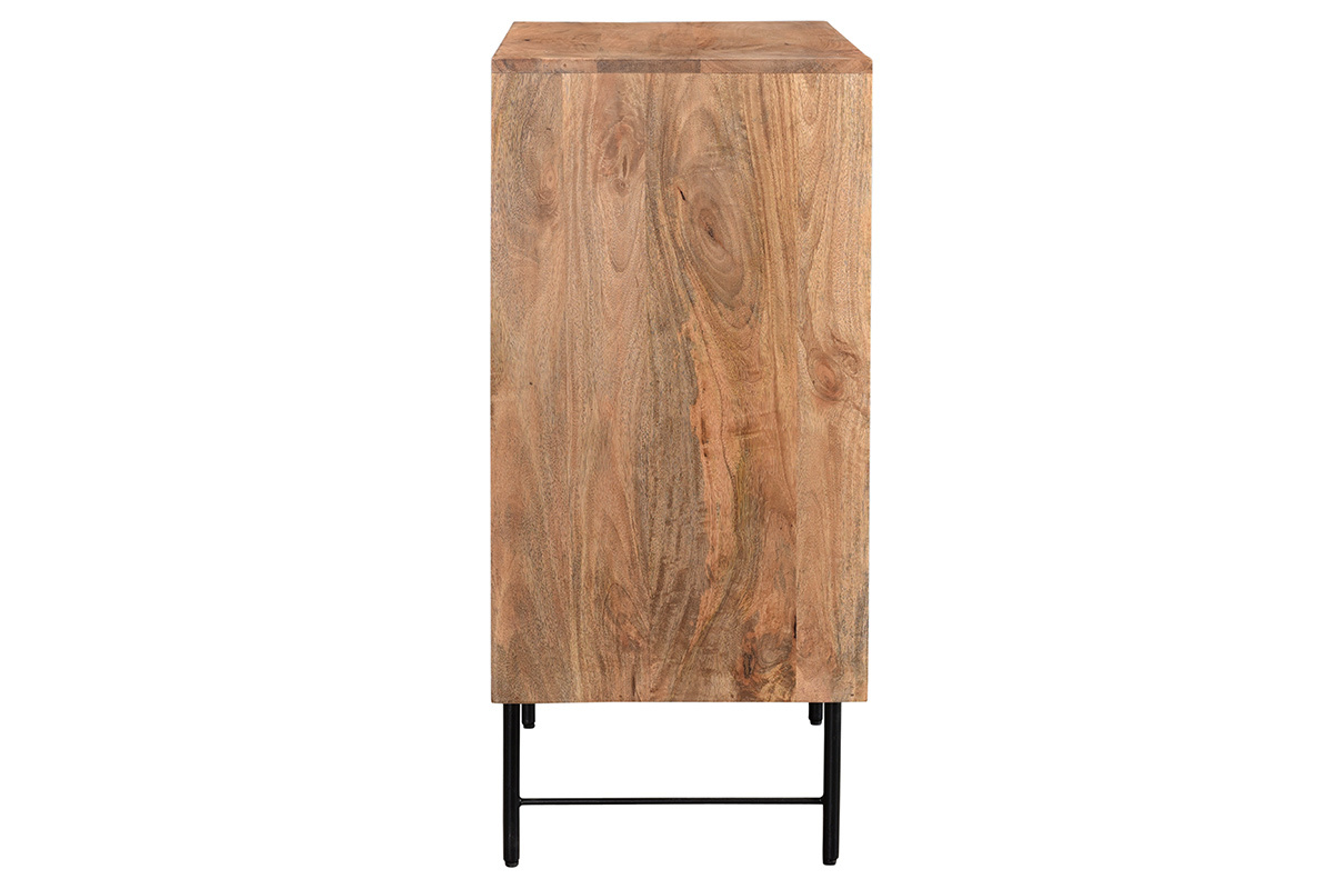 Hohes Sideboard aus massivem Mangoholz mit erhhten Tren L70 cm AGRA