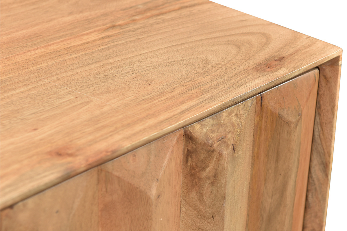Hohes Sideboard aus massivem Mangoholz mit erhhten Tren L70 cm AGRA