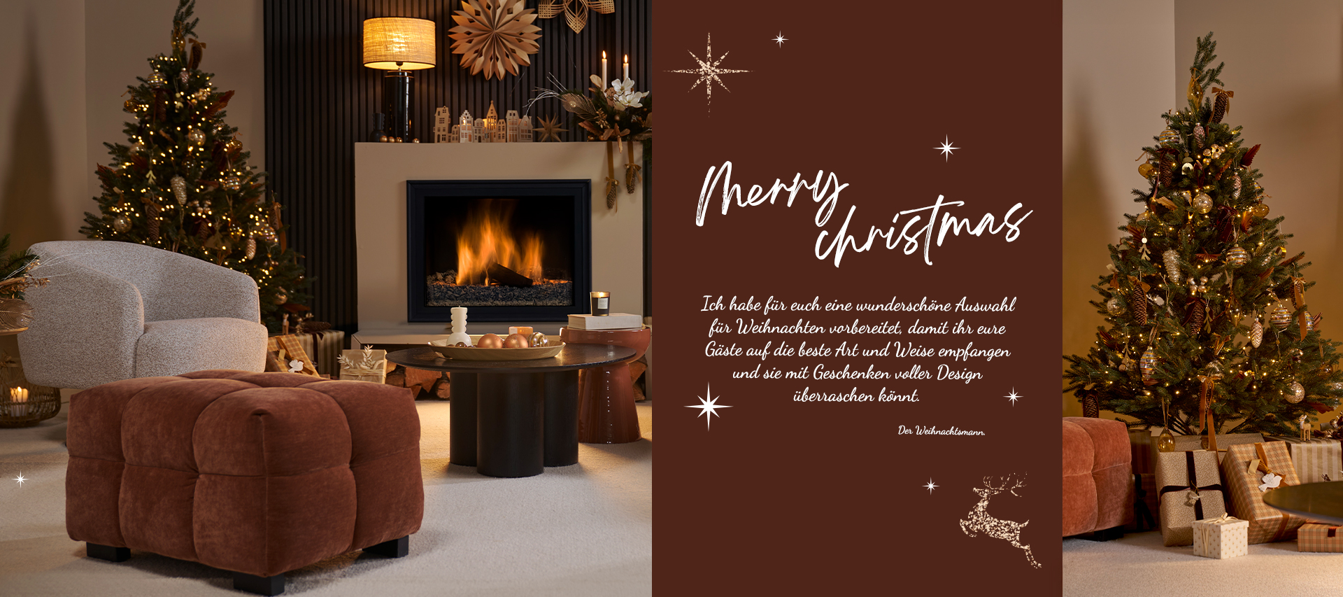 Ein schn gedeckter Tisch, um Gste zu empfangen, und eine gemtliche Weihnachtsstimmung mit einer Nachricht vom Weihnachtsmann.