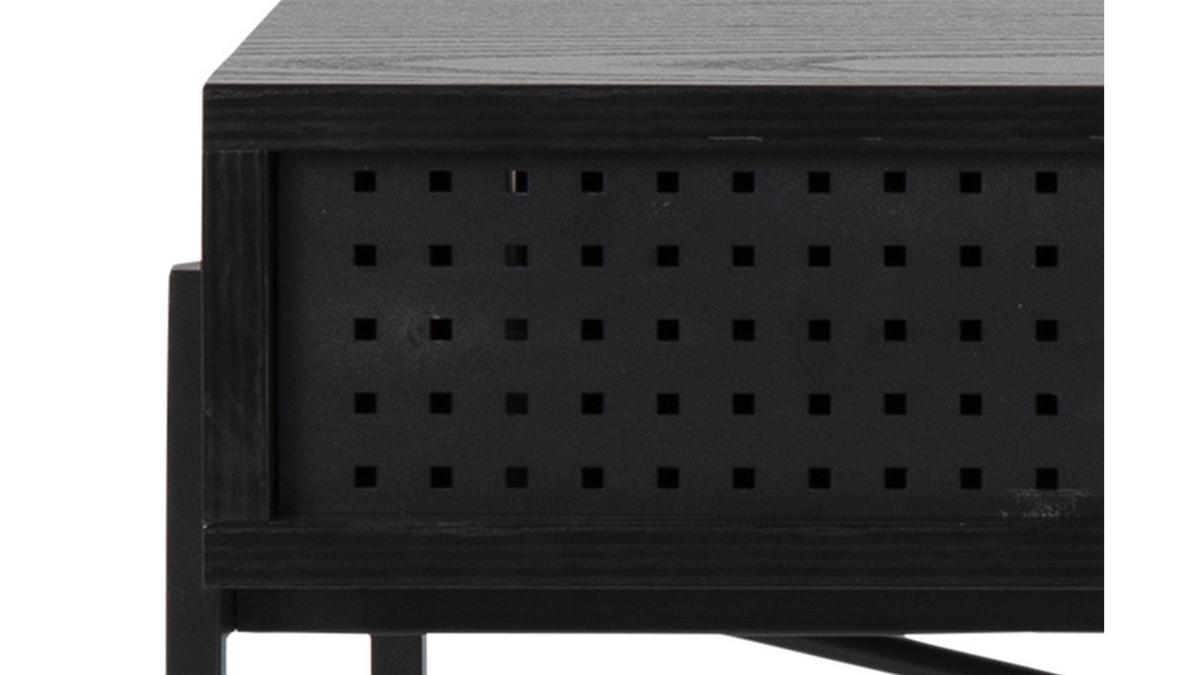 Industrial-Schreibtisch mit perforiertem Schubelement Holz und schwarzes Metall B110 cm MAO