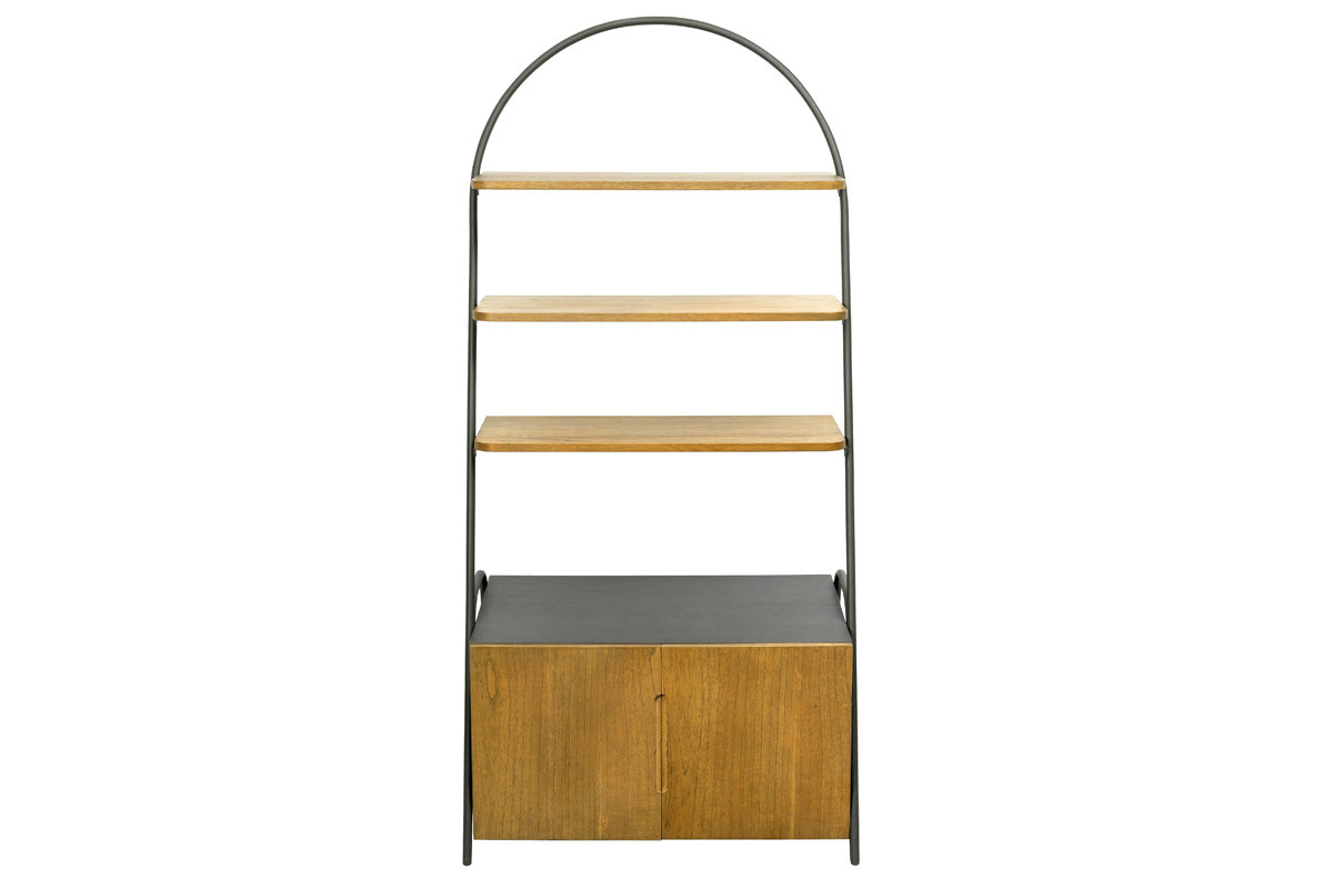 Industrie-Sideboard mit Holz- und Metallregalen MODI grau