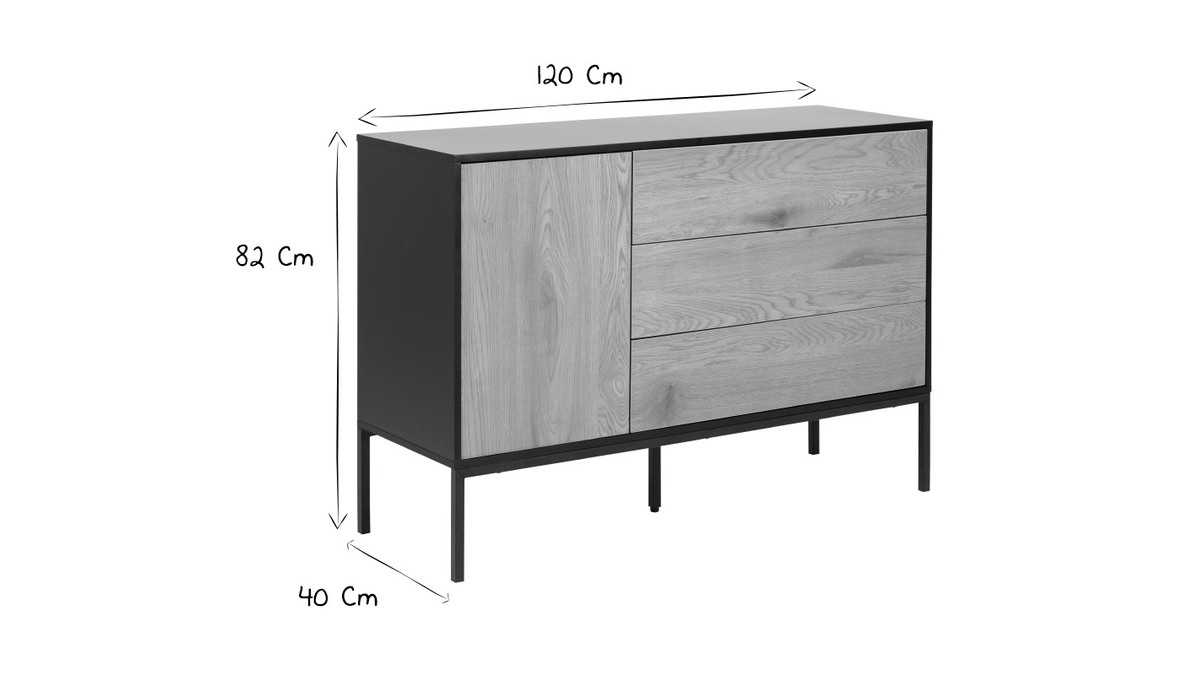 Industrielle Anrichte aus Metall und Holz TRESCA