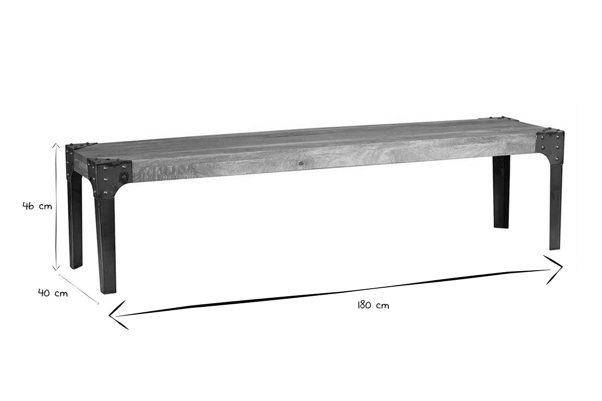 Industrielle Design-Bank Metall und 180 cm MADISON