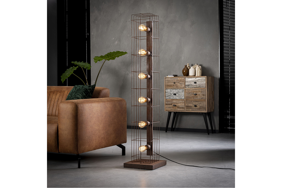 Industrielle Stehleuchte aus rostbraunem Metall RUST