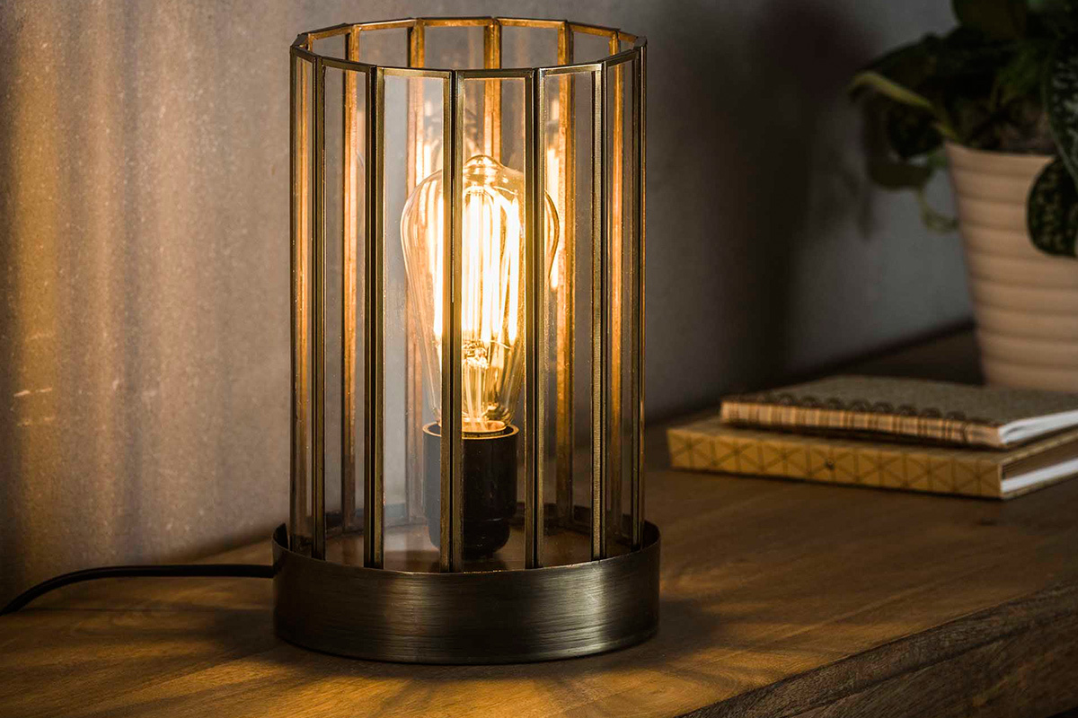 Industrielle Tischleuchte CANOPY aus Bronze-Metall