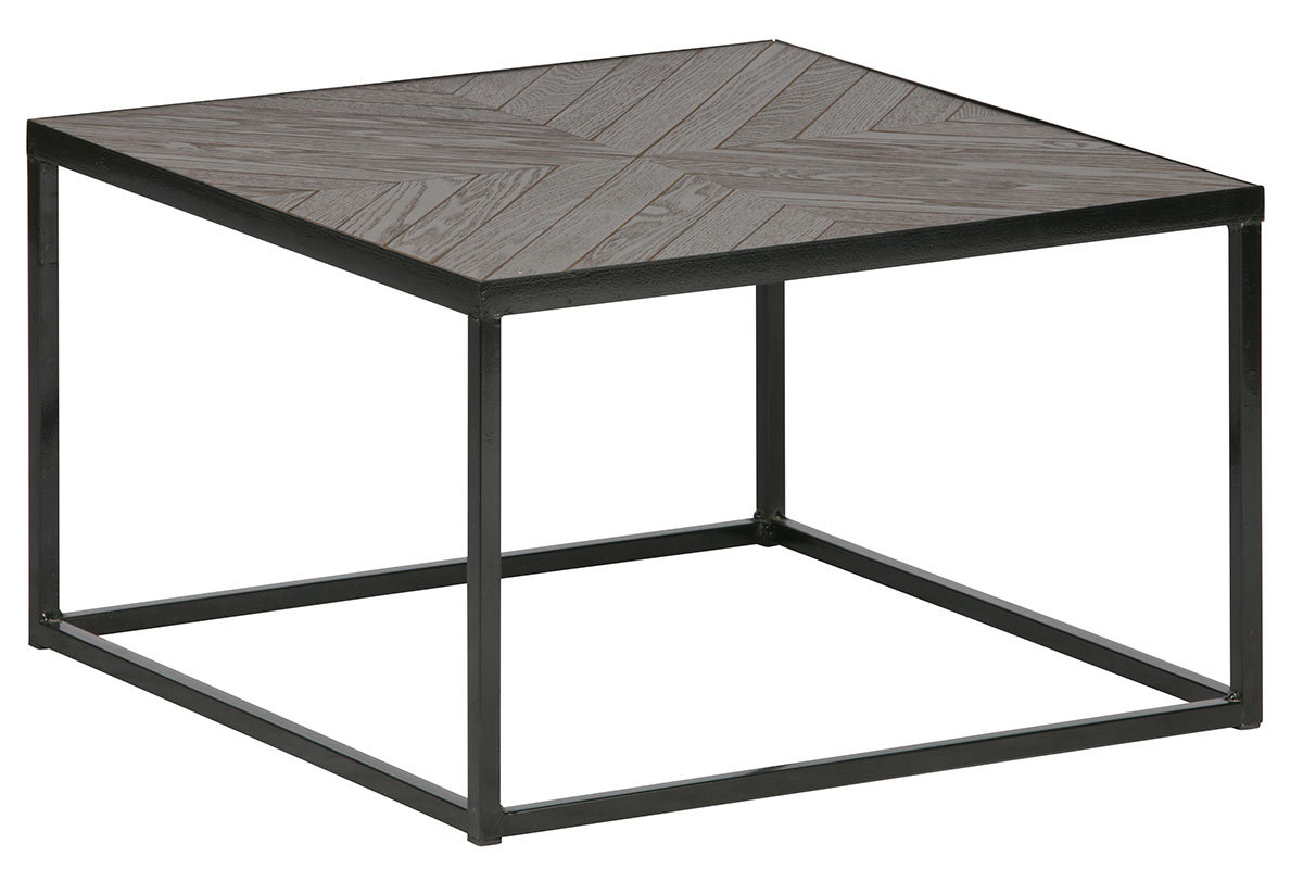 Industrieller Beistelltisch aus Metall und Walnussholz 60x60 cm WOODY