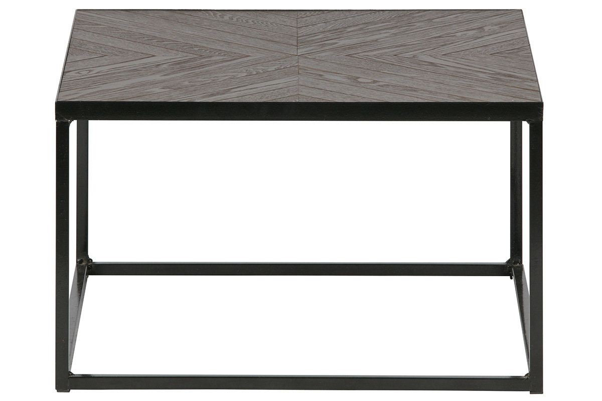 Industrieller Beistelltisch aus Metall und Walnussholz 60x60 cm WOODY