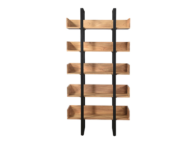 Industrieller Bücherschrank aus massivem Akazienholz und schwarzem Metall L90 cm TAO