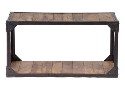 Industrieller Couchtisch ATELIER Massivholz und Metall