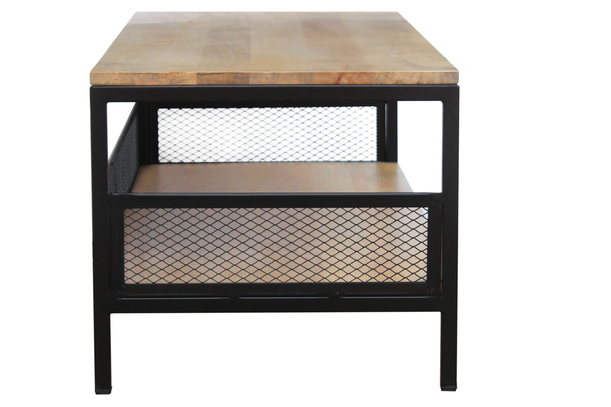 Industrieller Couchtisch aus massivem Mangoholz und Metall RACK