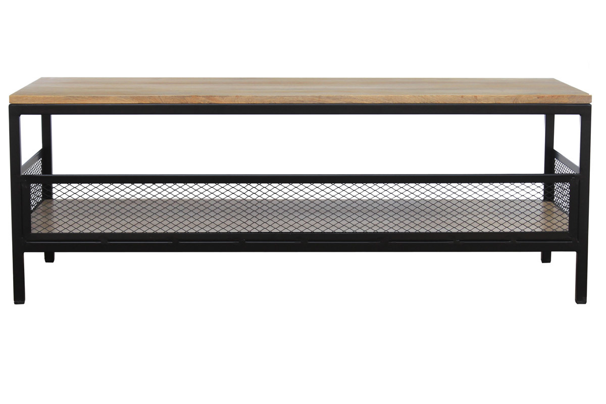 Industrieller Couchtisch aus massivem Mangoholz und Metall RACK