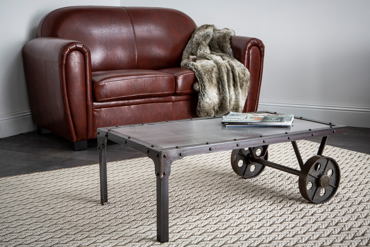 Industrieller Couchtisch CHARIOT Metall
