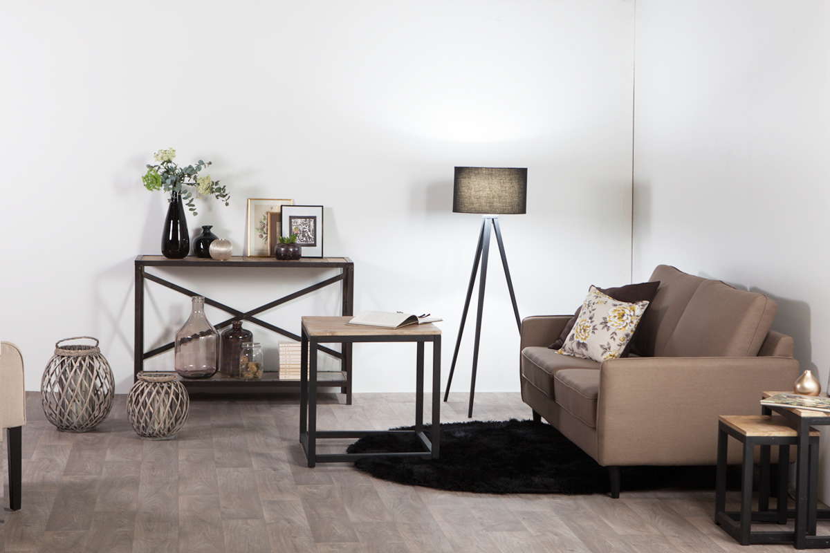 Industrieller Couchtisch FACTORY Holz und Metall