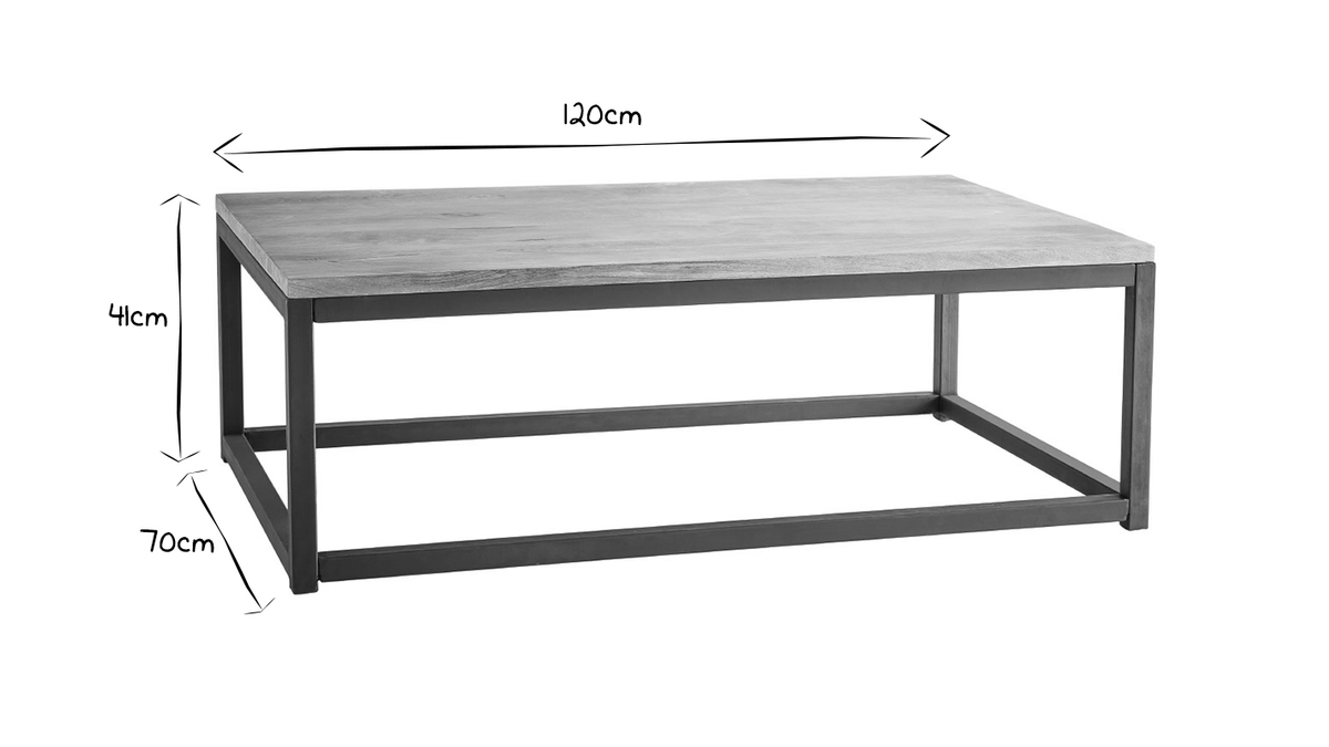 Industrieller Couchtisch FACTORY Holz und Metall