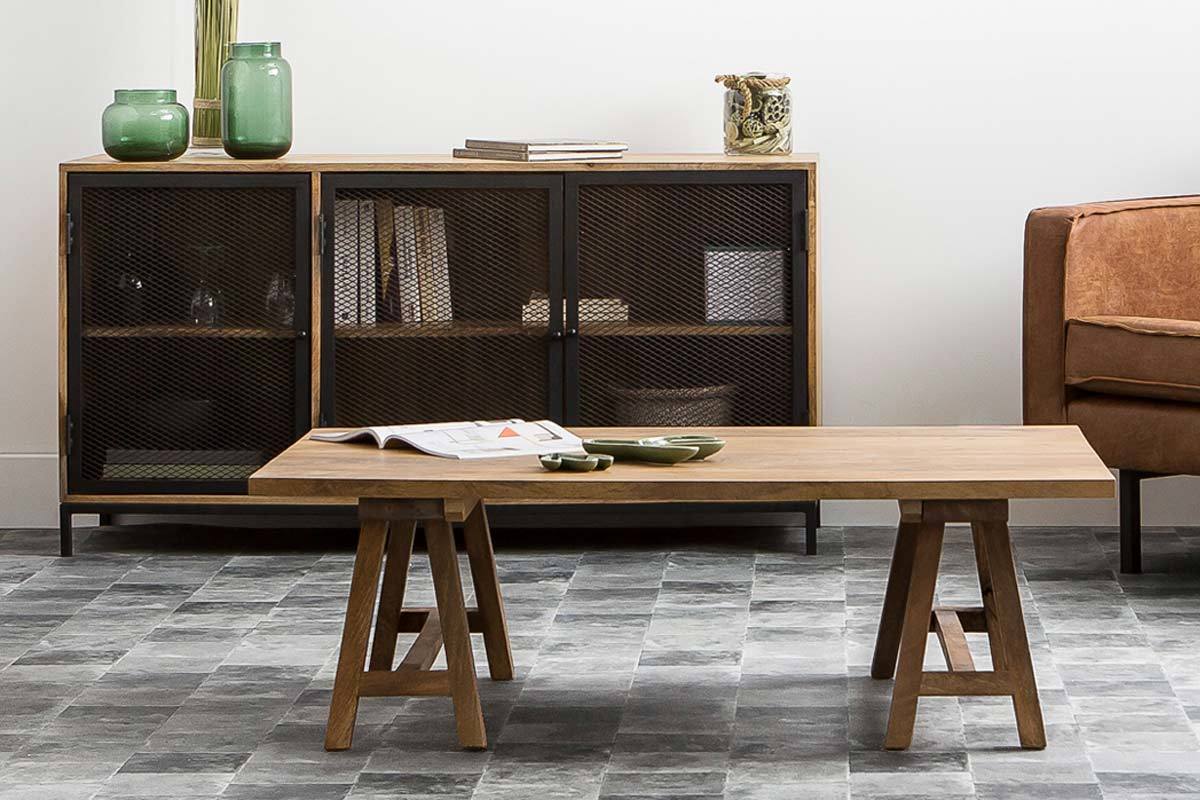 Industrieller Couchtisch Holz ANTIQUA