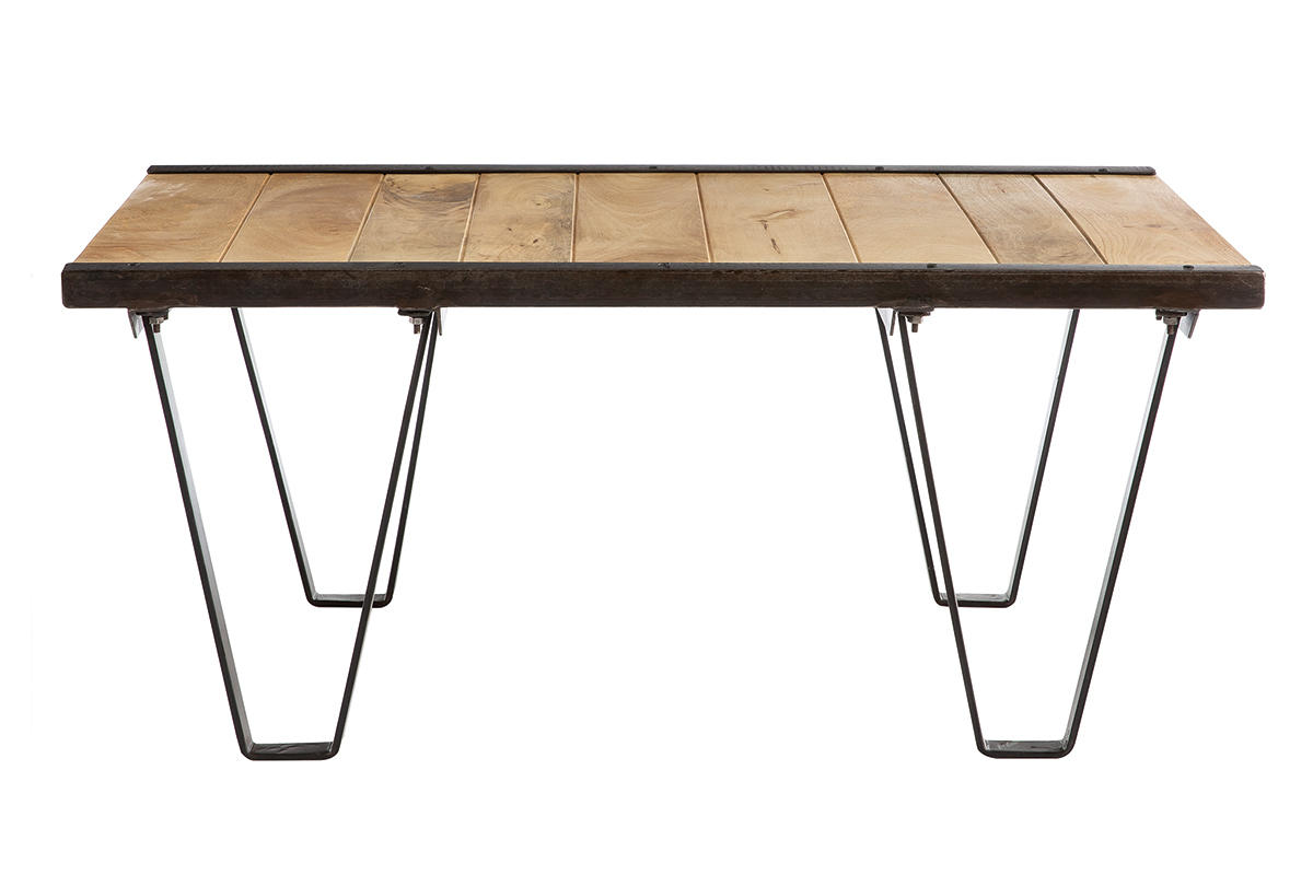 Industrieller Couchtisch INDUSTRIA aus Massivholz
