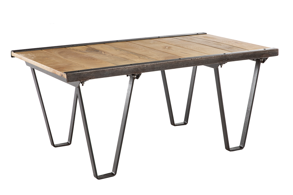 Industrieller Couchtisch INDUSTRIA aus Massivholz
