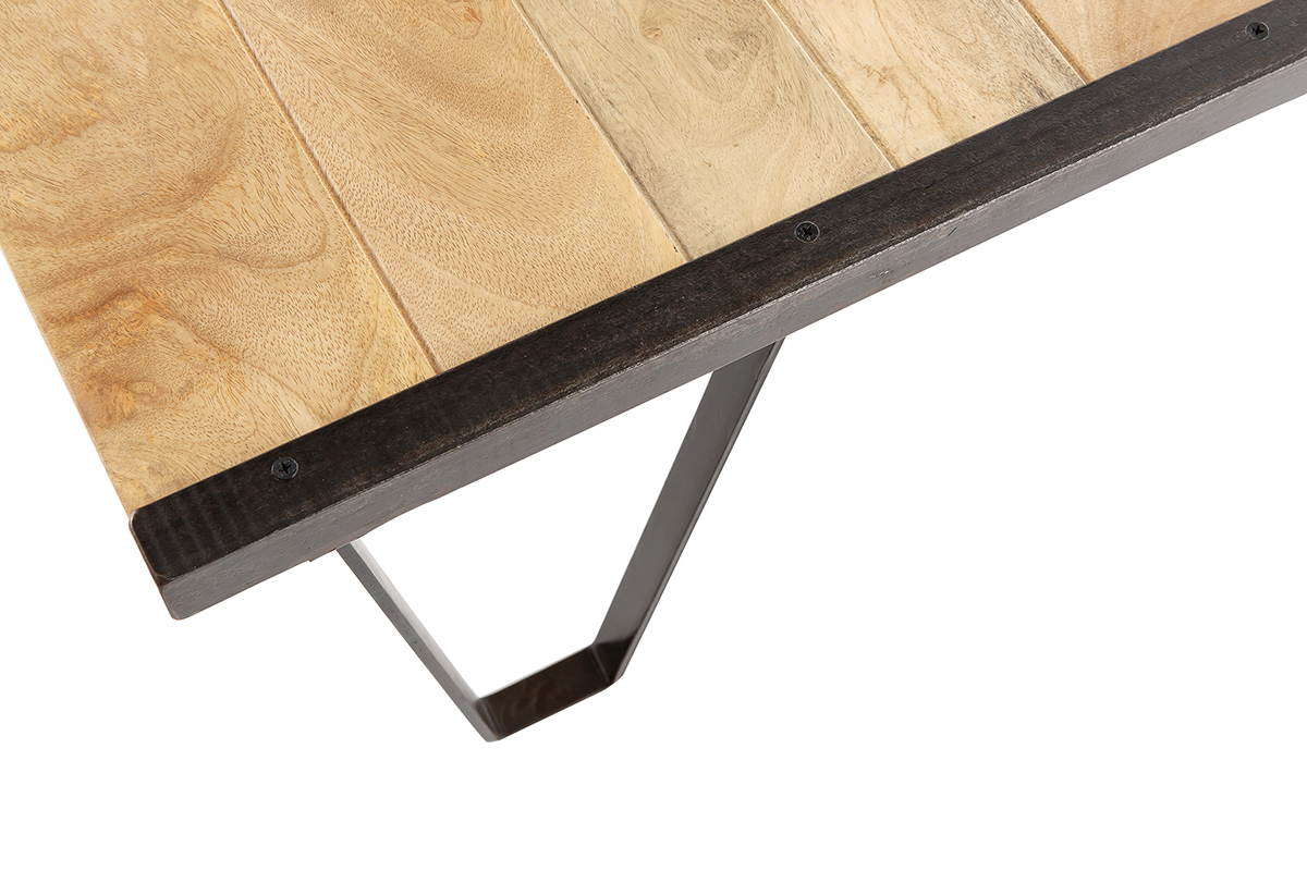 Industrieller Couchtisch INDUSTRIA aus Massivholz