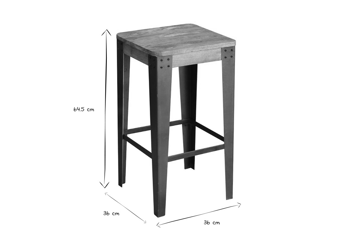 Industrieller Design-Hocker Metall und 65 cm MADISON