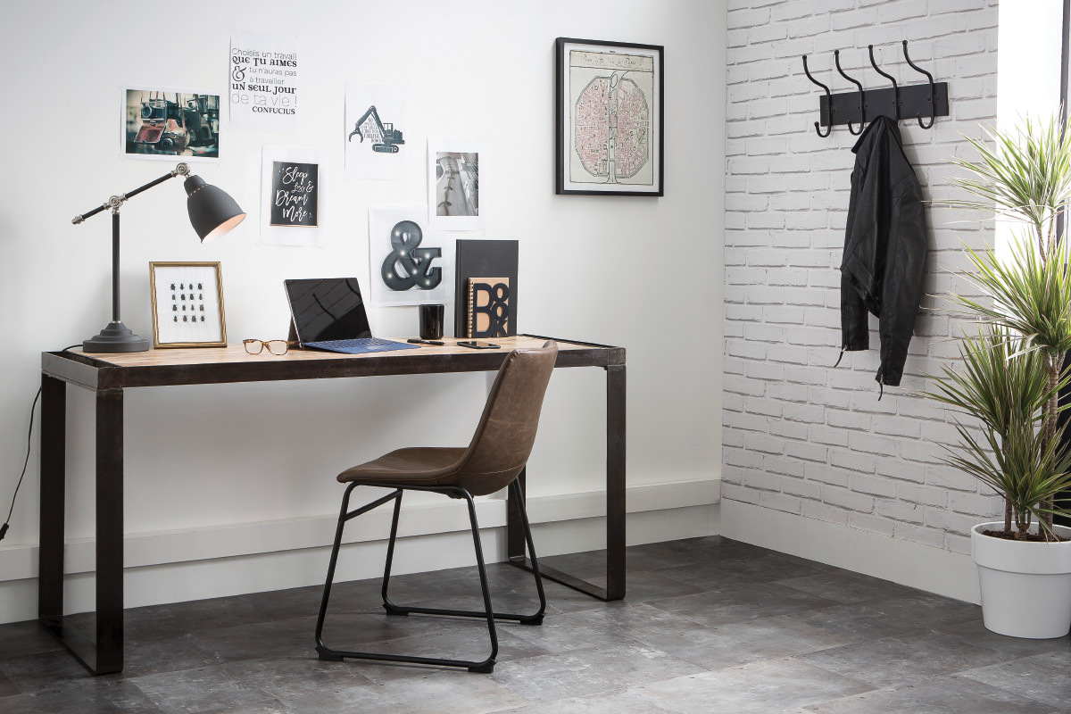 Industrieller Design-Schreibtisch aus Massivholz L156 cm INDUSTRIA