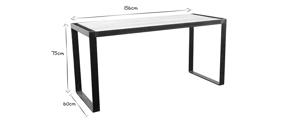 Industrieller Design-Schreibtisch aus Massivholz L156 cm INDUSTRIA
