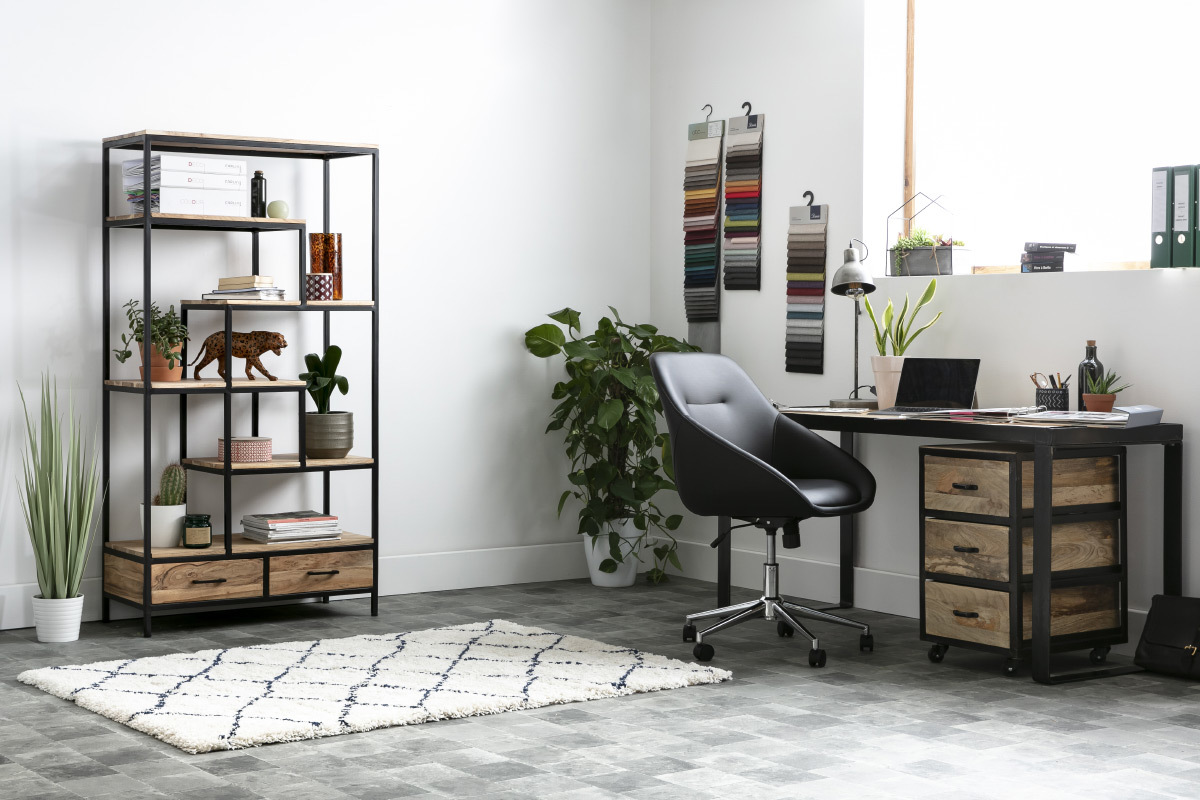 Industrieller Design-Schreibtisch aus Massivholz L156 cm INDUSTRIA