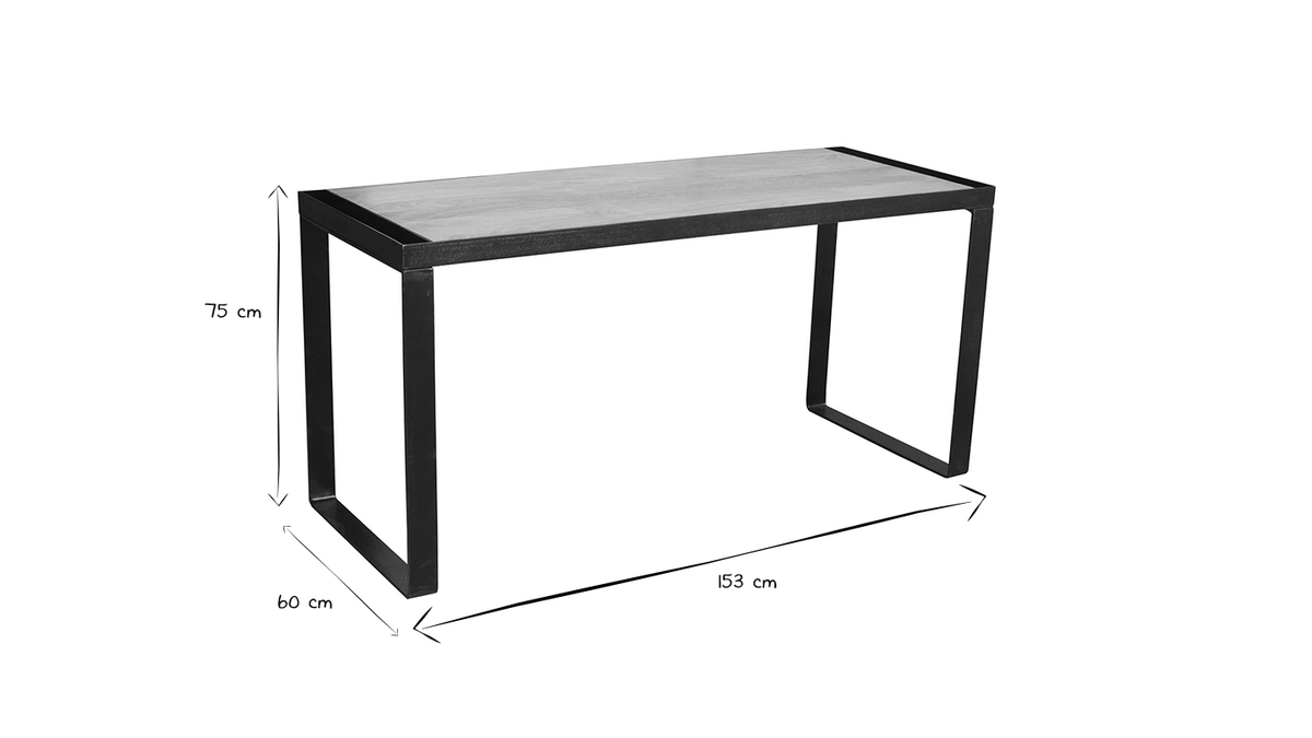 Industrieller Design-Schreibtisch aus Massivholz L156 cm INDUSTRIA