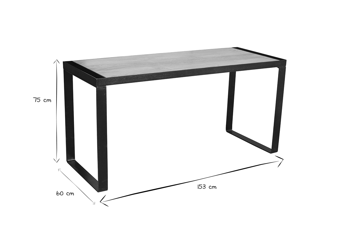 Industrieller Design-Schreibtisch aus Massivholz L156 cm INDUSTRIA