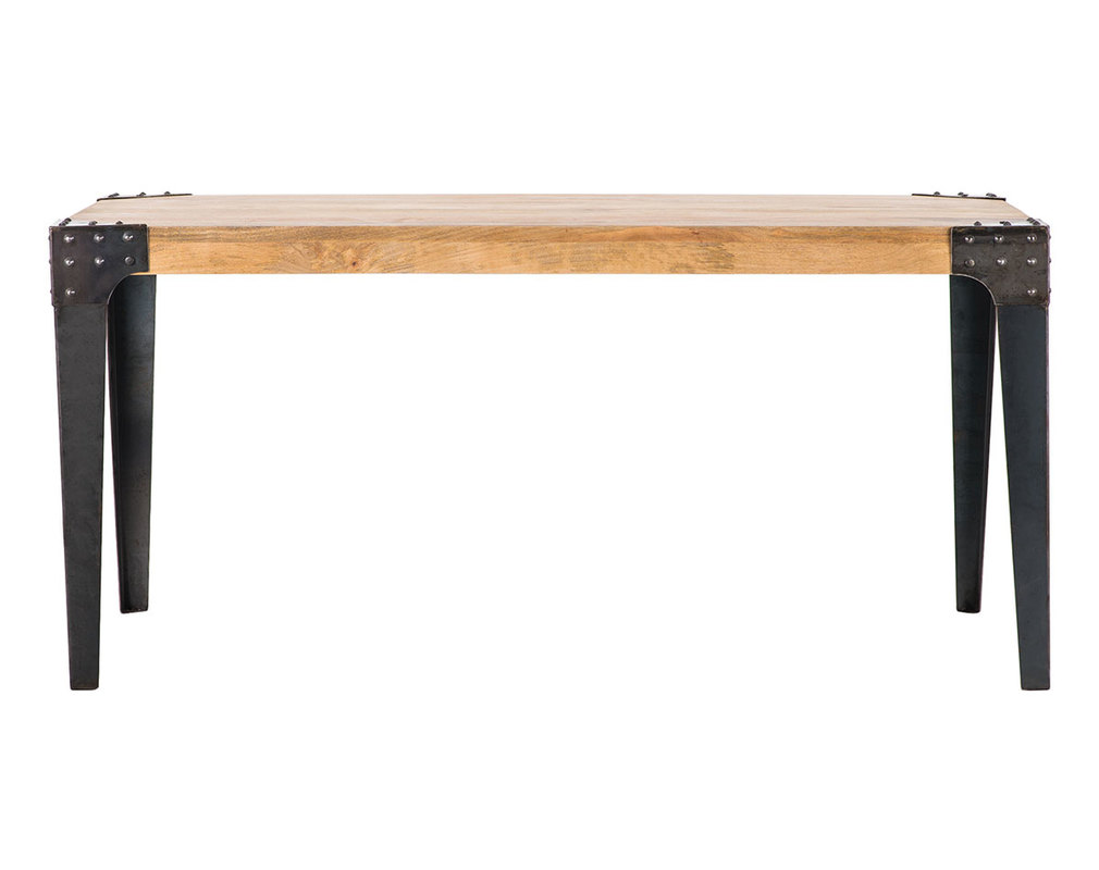 Industrieller Esstisch Stahl Und Holz L160 Madison Miliboo