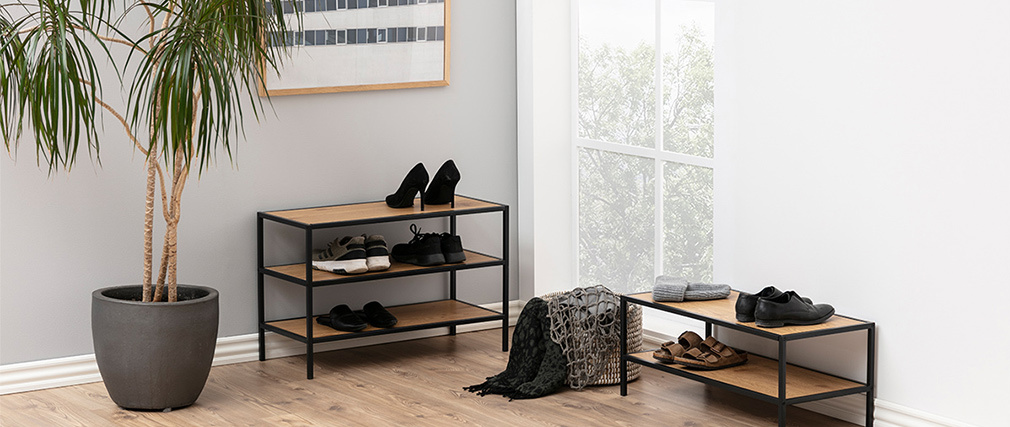 Industrieller Schuhschrank aus Metall und Holz TRESCA - Miliboo