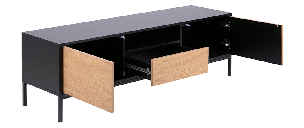 Industrieller TV-Schrank aus Holz und Metall L140 cm TRESCA - Miliboo