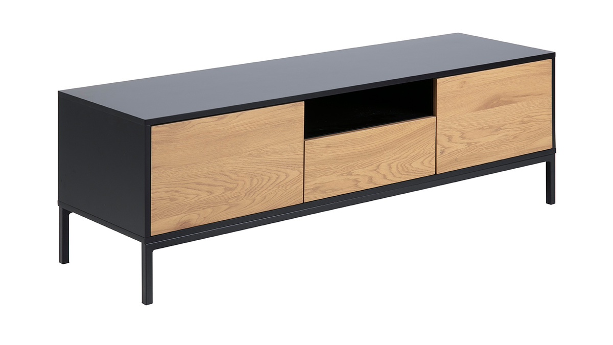 Industrieller TV-Schrank aus Holz und Metall L140 cm TRESCA