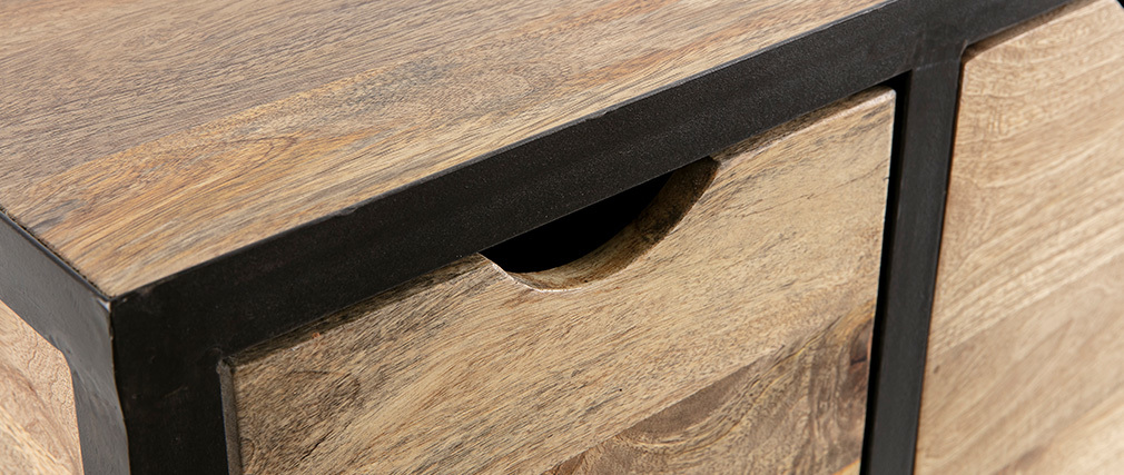 Industrielles Aufbewahrungs- / Schuhmöbel ATELIER Massivholz und Metall