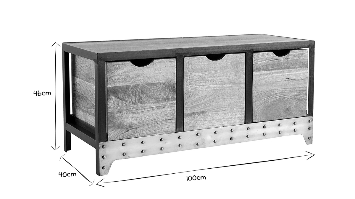 Industrielles Aufbewahrungs- / Schuhmbel ATELIER Massivholz und Metall