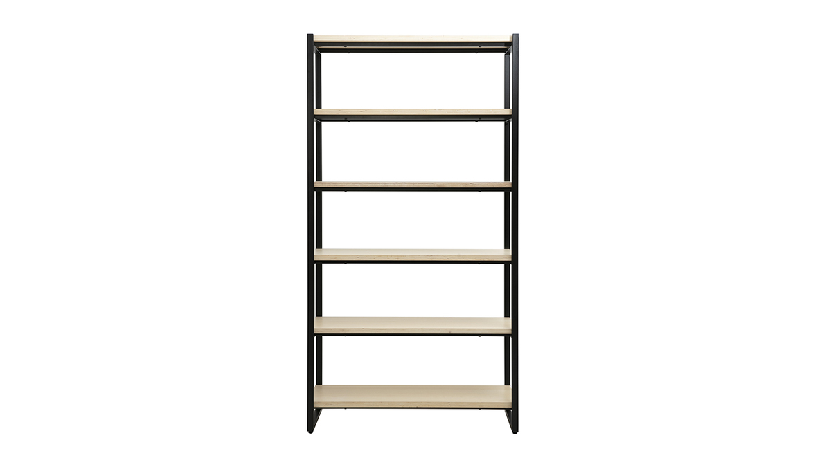 Hosfais 5-stöckiges Bücherregal – Schmales Holzregal Mit Metallrahmen, Kantenschutz, 41,9x24,1x143 Cm