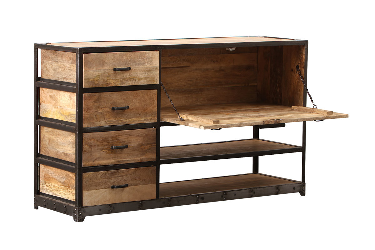 Industrielles Design-Sideboard INDUSTRIA aus Massivholz