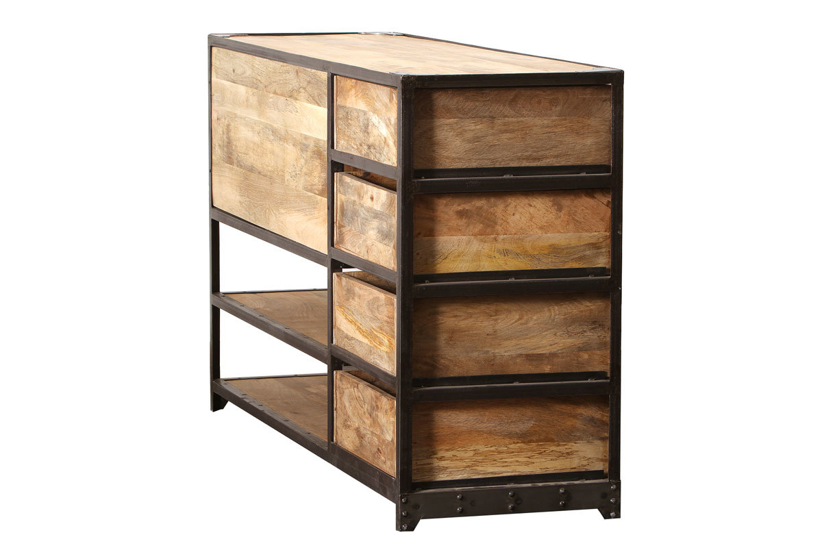 Industrielles Design-Sideboard INDUSTRIA aus Massivholz