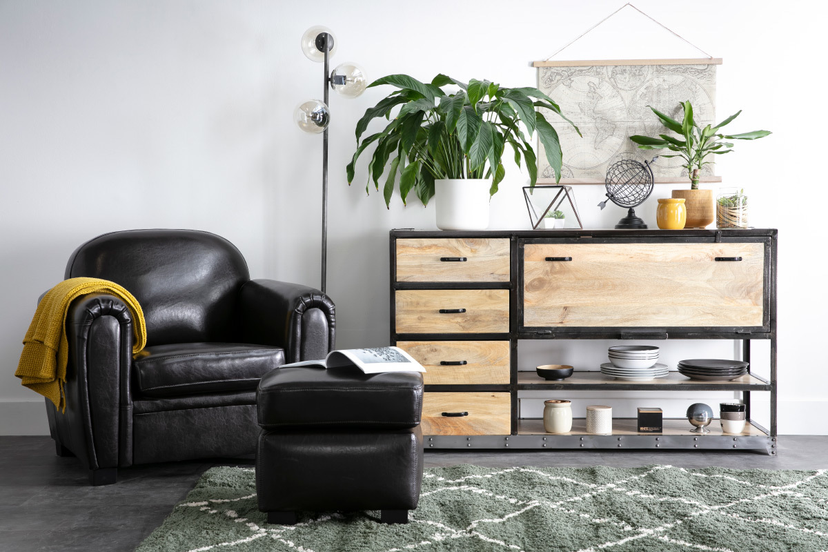 Industrielles Design-Sideboard INDUSTRIA aus Massivholz