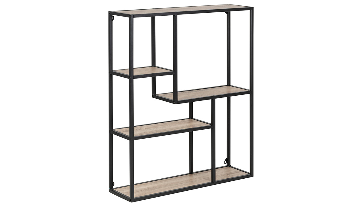 Industrielles Wandregal aus Metall und Holz TRESCA
