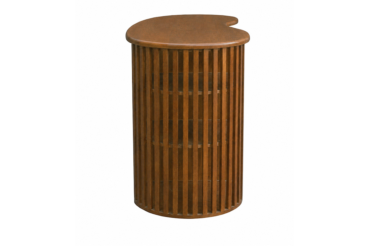 Insel - Bartisch mit Stauraum aus massivem dunklem Mangoholz H90 cm LOBIO