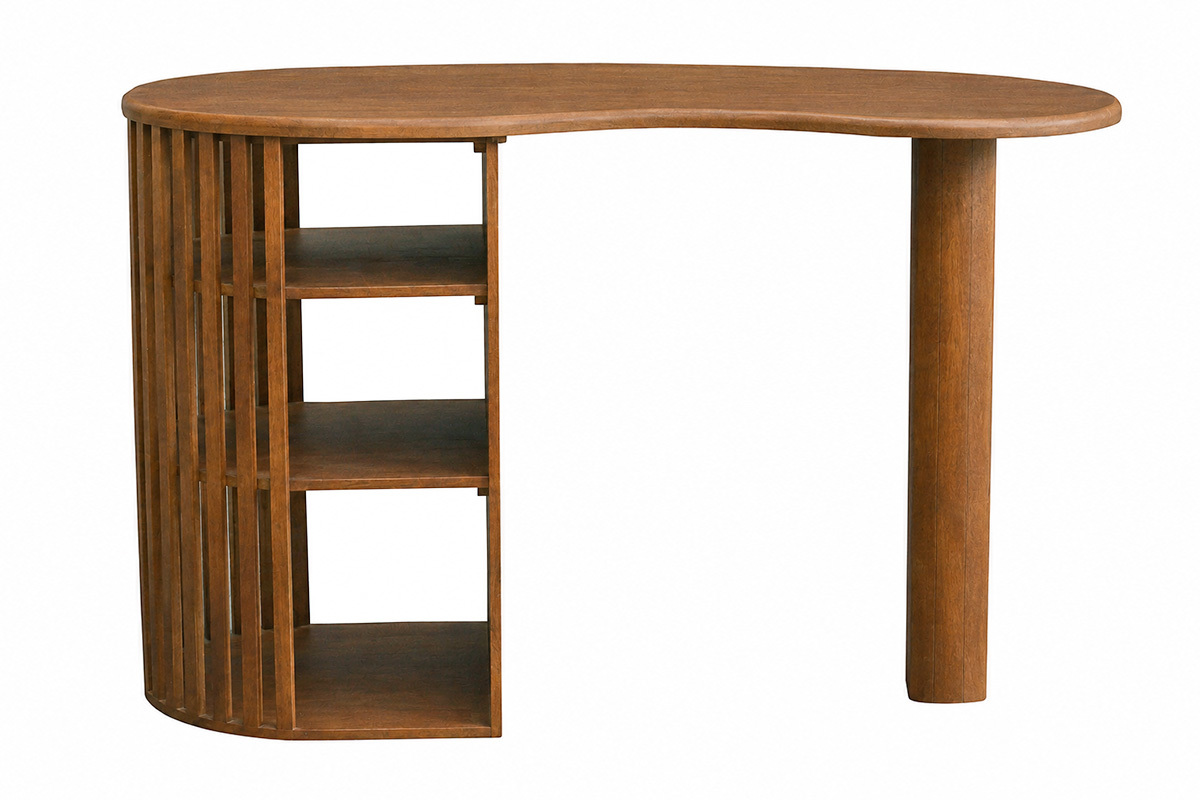 Insel - Bartisch mit Stauraum aus massivem dunklem Mangoholz H90 cm LOBIO