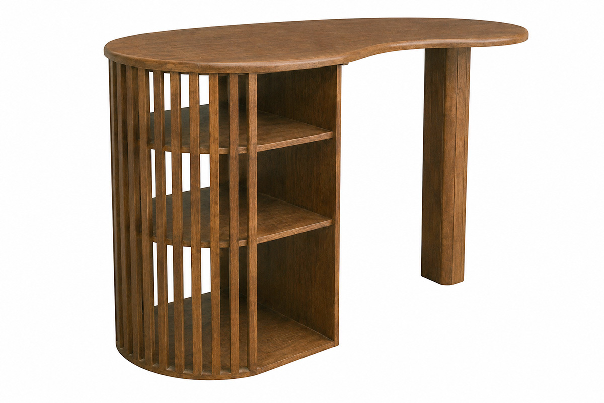 Insel - Bartisch mit Stauraum aus massivem dunklem Mangoholz H90 cm LOBIO