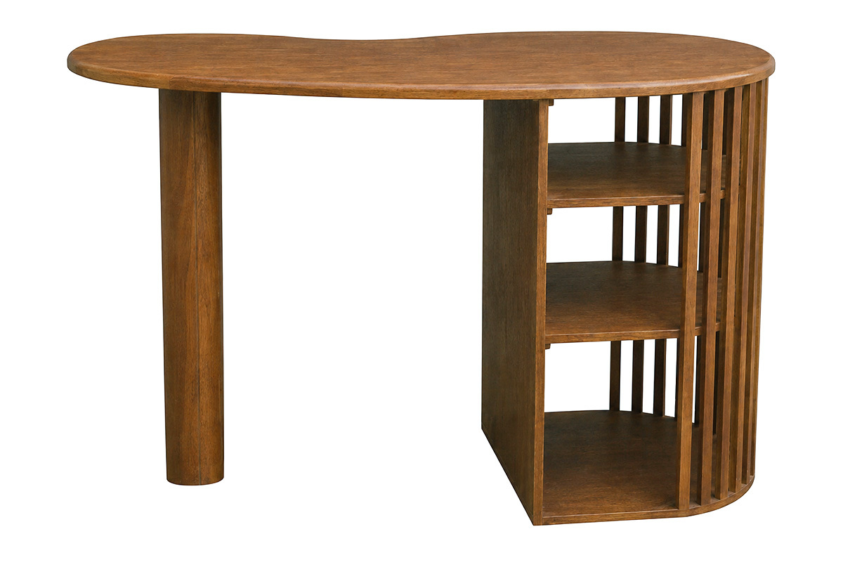 Insel - Bartisch mit Stauraum aus massivem dunklem Mangoholz H90 cm LOBIO