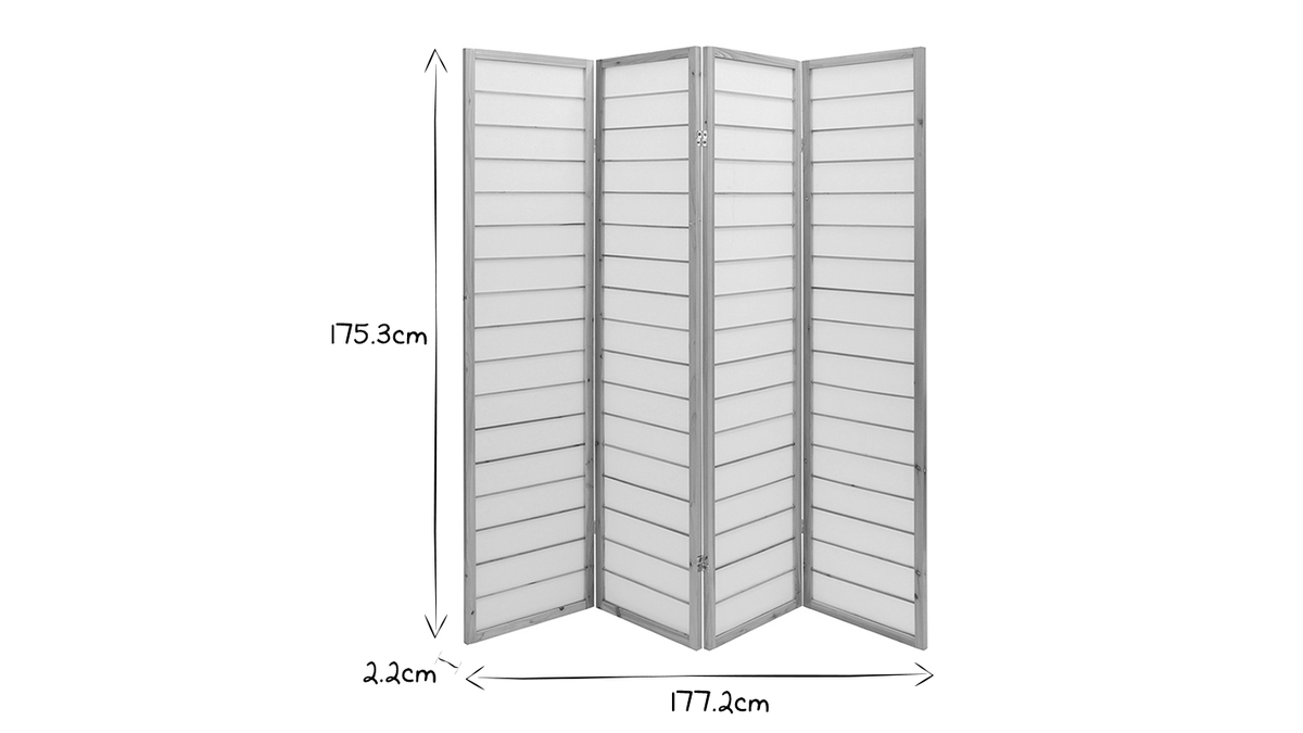 Japanischer Paravent helles Holz und Reispapier GIBON