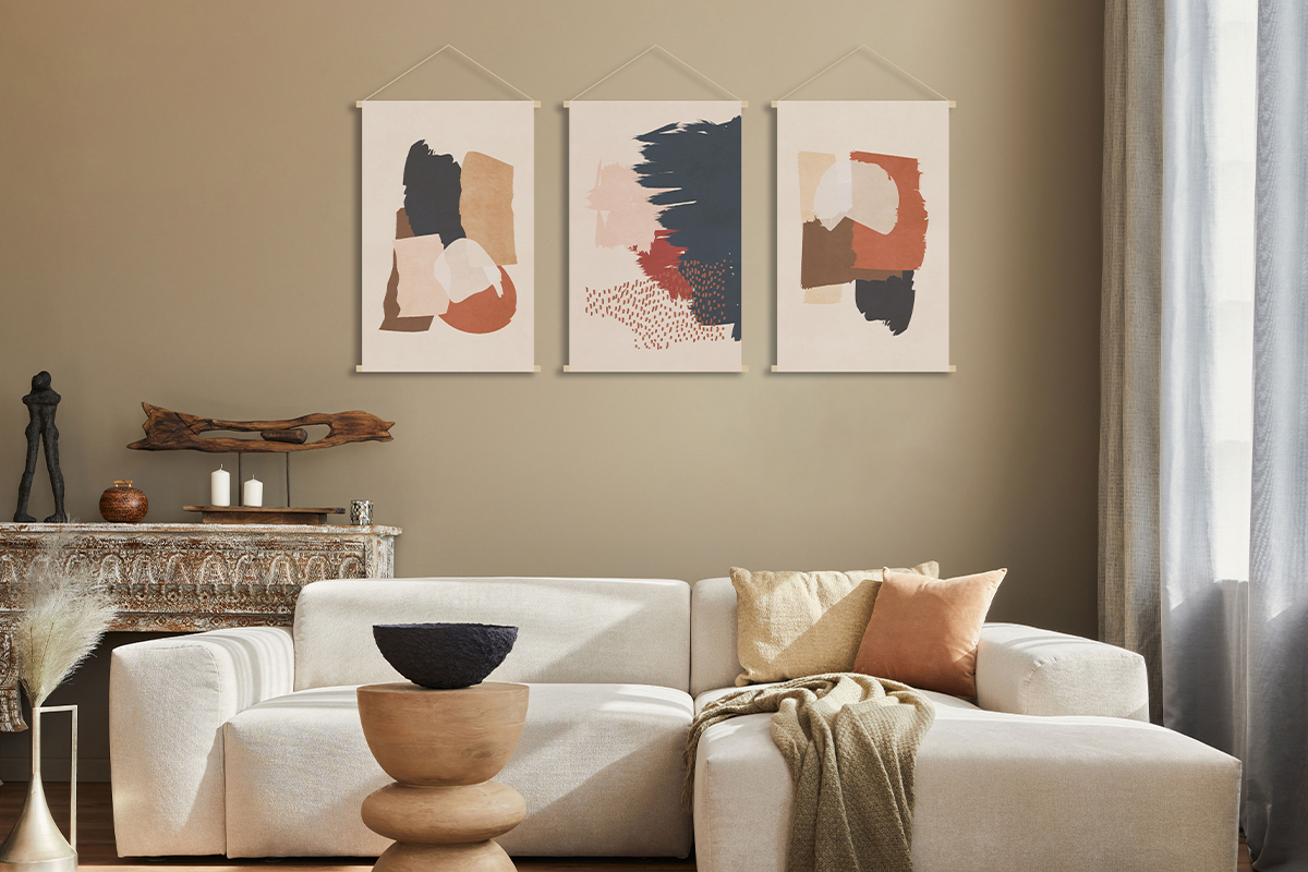 Kakemono abstraktes Motiv auf beigem Hintergrund B40 cm SAFI