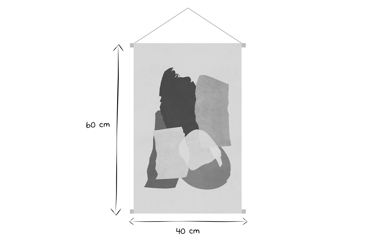 Kakemono abstraktes Motiv auf beigem Hintergrund B40 cm SAFI