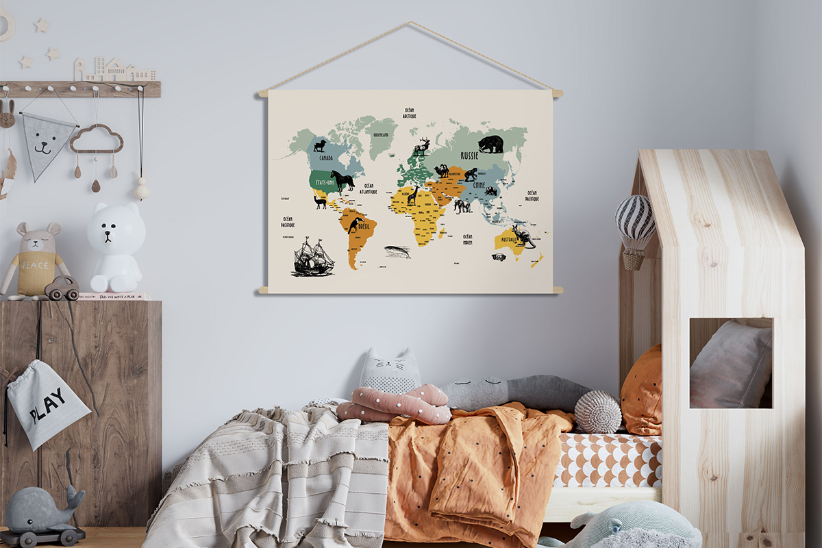 Kakemono fr Kinder Weltkarte 90x60 cm MAPY