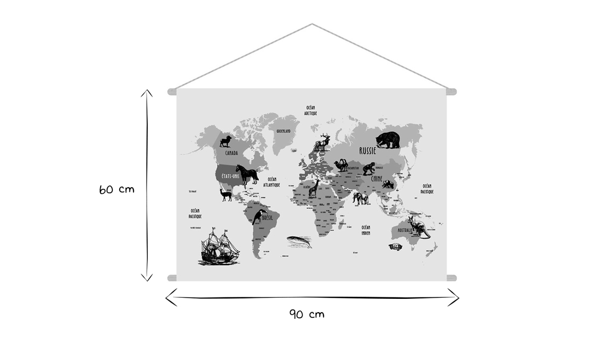 Kakemono fr Kinder Weltkarte 90x60 cm MAPY