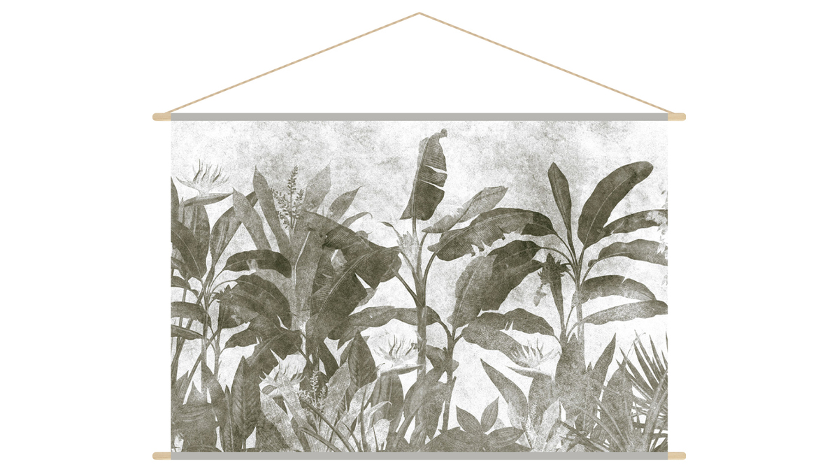 Kakemono Pflanzenwelt schwarz-weiß L150 x B100 cm MACA