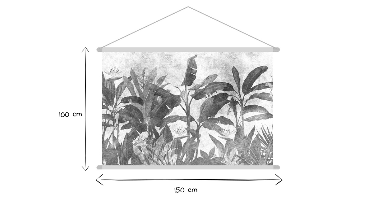 Kakemono Pflanzenwelt schwarz-wei L150 x B100 cm MACA